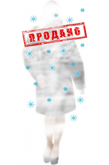 Мутоновая шуба до колен с песцовым воротником